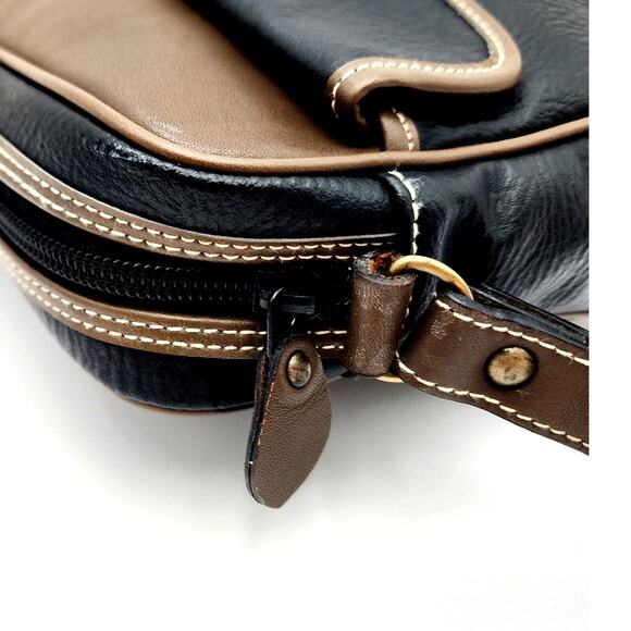 VINTAGE BALENCIAGA BLACK AND BROWN LEATHER TOILETRY BAG - Picture 14 of 16